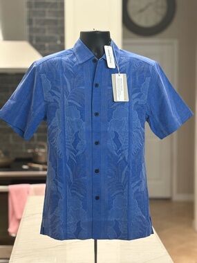 Tommy Bahama Blue Button Up Camp Shirt Same Day Shipping Size XS